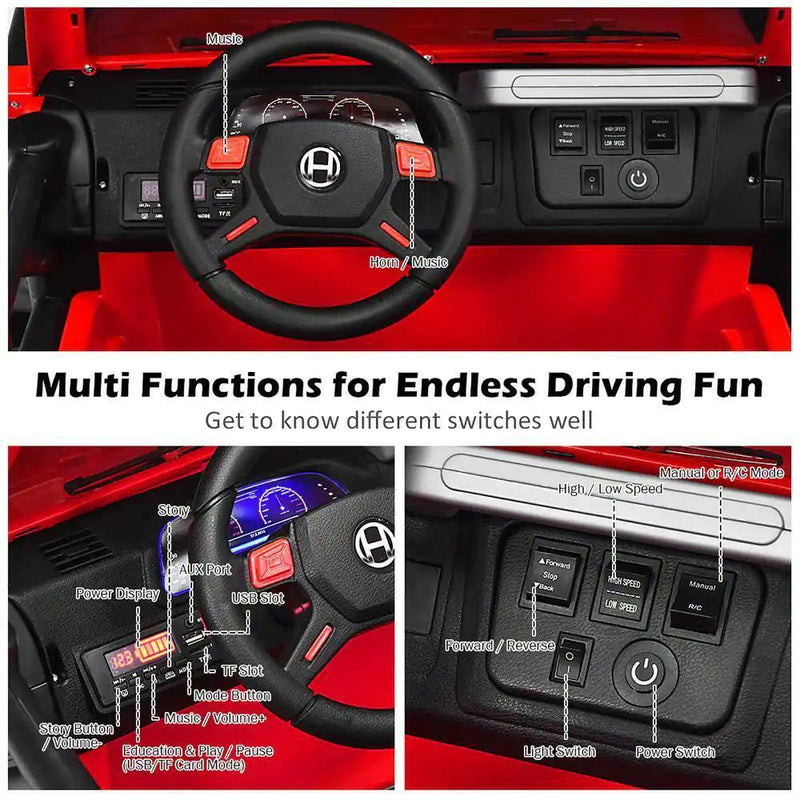 Load image into Gallery viewer, RC Electric Ride-On Toy Truck for Kids with 2 Seats and Storage Compartment - Red 12.6&quot;

