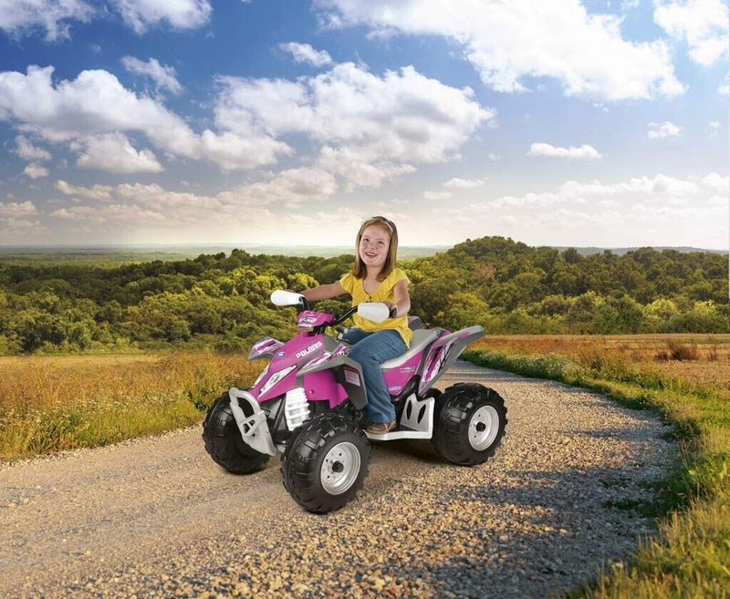 Load image into Gallery viewer, Peg Perego Polaris Outlaw Pink Electric Ride-On Quad 2-Speed 2.5 or 5 Mph 12V

