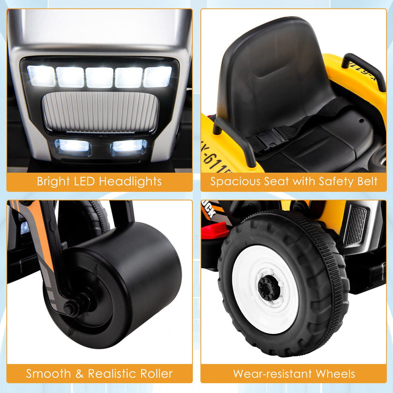 Load image into Gallery viewer, 12V Electric Tractor for Kids with Remote Control, Music, and LED Lights - Yellow
