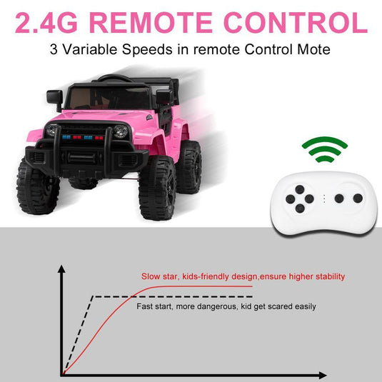 12V Pink Ride-On Truck for Kids with Parent Remote Control