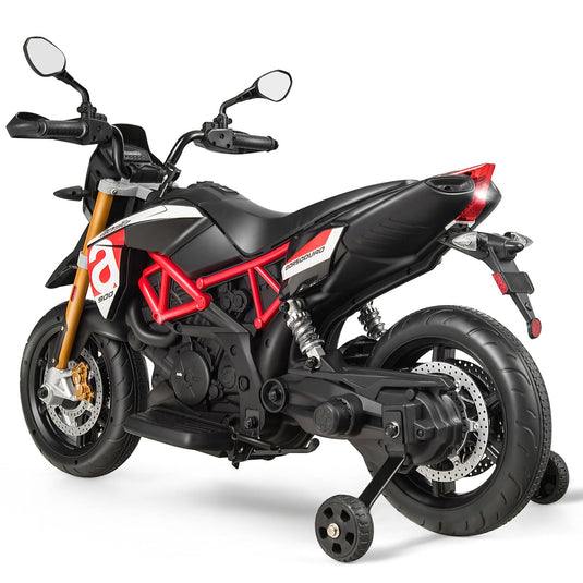 Red 12V Licensed Kids Ride On Motorcycle with Headlight and Training Wheel