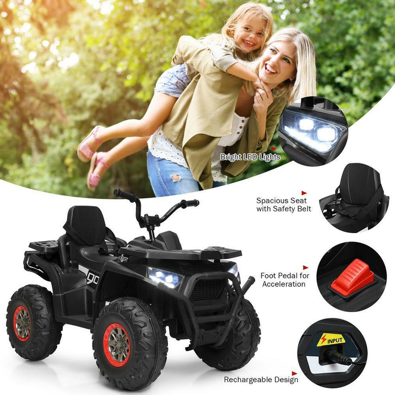 Load image into Gallery viewer, Kids Ride-On Toy Vehicle Quad ATV 14&quot; - Black, MP3 Player, LED Lights - Suitable for 3+ Years
