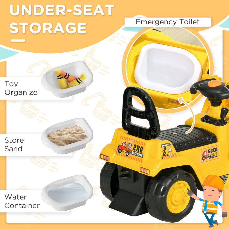 Load image into Gallery viewer, Kids Ride-On Excavator Bulldozer with Under-Seat Storage and Pull Cart
