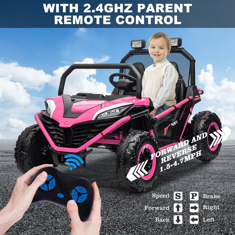 Load image into Gallery viewer, 24V Kids 2-Seater Pink Ride-On UTV Toy with 400W Motor, Metal Frame, and EVA Wheels
