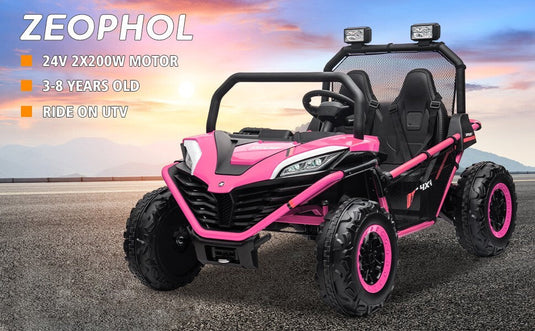 24V Kids 2-Seater Pink Ride-On UTV Toy with 400W Motor, Metal Frame, and EVA Wheels