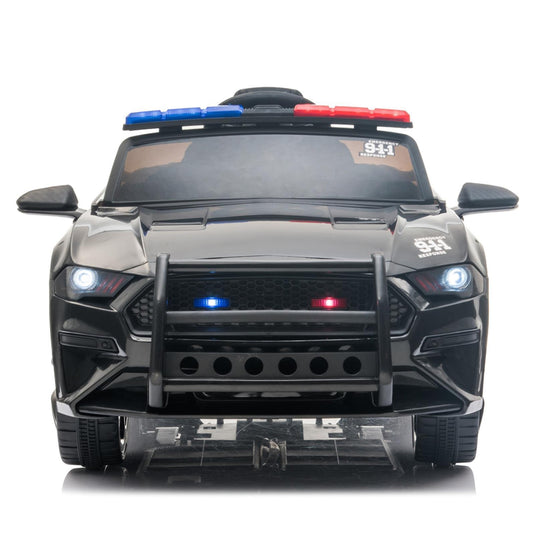 Police Sports Car Ride-On for Kids with Remote Control, LED Lights, Siren, and Microphone - 12V