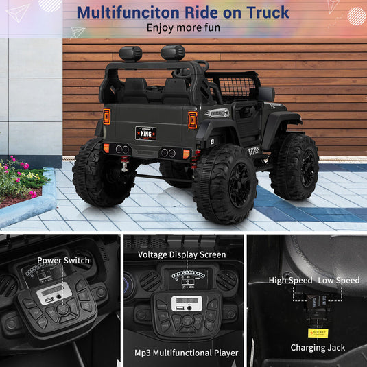 Kimbosmart Electric 24V All-Terrain Children's Ride-On Truck with MP3 Player, LED Lights, and Remote Control
