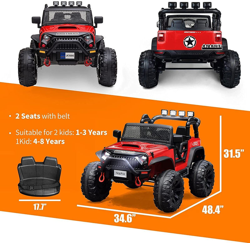 Load image into Gallery viewer, 12V Battery Powered Electric Ride On Car for Kids with 2 Seats - Red, 8.4
