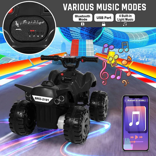 25W Electric ATV for Toddlers with Wireless Music and 6V Battery Power