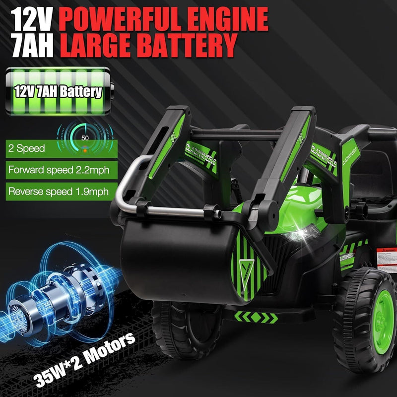 Load image into Gallery viewer, 12V Electric Ride-On Excavator with Detachable Trailer and Remote Control

