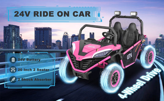 24V Kids 2-Seater Electric Ride-On UTV Truck with 4WD and 320W Motor, Remote Control