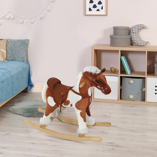 Deluxe Wooden Toddler Rocking Horse Chair with Nursery Rhyme Design