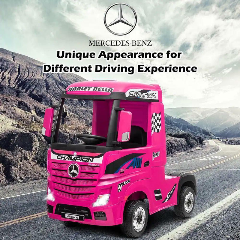Load image into Gallery viewer, Electric Kids Toy Mercedes Benz Actros Remote Control Pink Ride-on Car 12V
