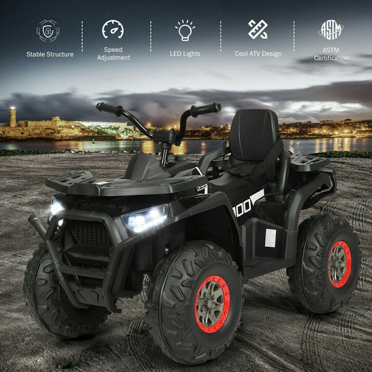 12 Volt Children's Electric Four-Wheeler ATV Quad with MP3 Player and LED Illumination
