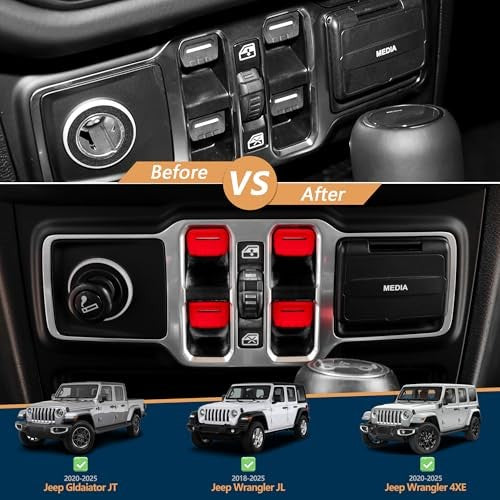 Load image into Gallery viewer, Red Window Button Cover Compatible with 2018-2025 Jeep Wrangler JL Unlimited Sahara Rubicon
