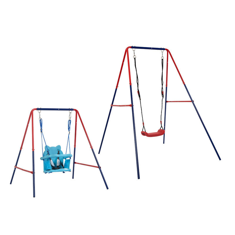 Load image into Gallery viewer, Green and Blue Baby Swing Set 2-in-1 Plastic Safe Mental Development Toy

