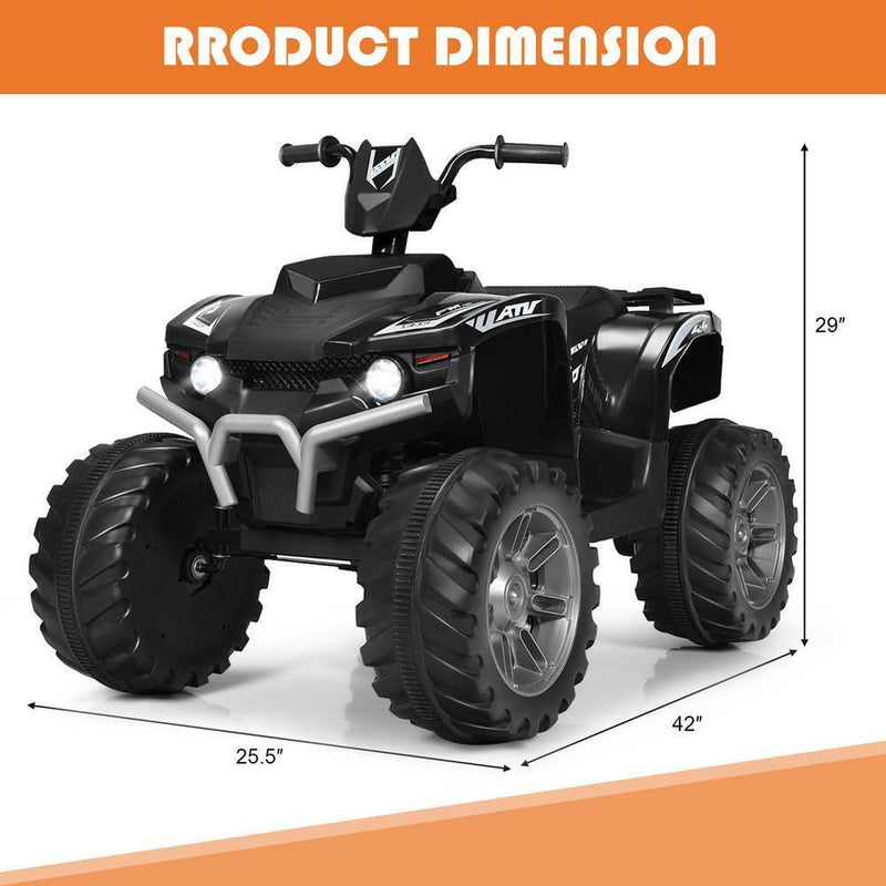 Load image into Gallery viewer, 12V Electric ATV Quad for Kids with Music, LED Lights, and Black Finish
