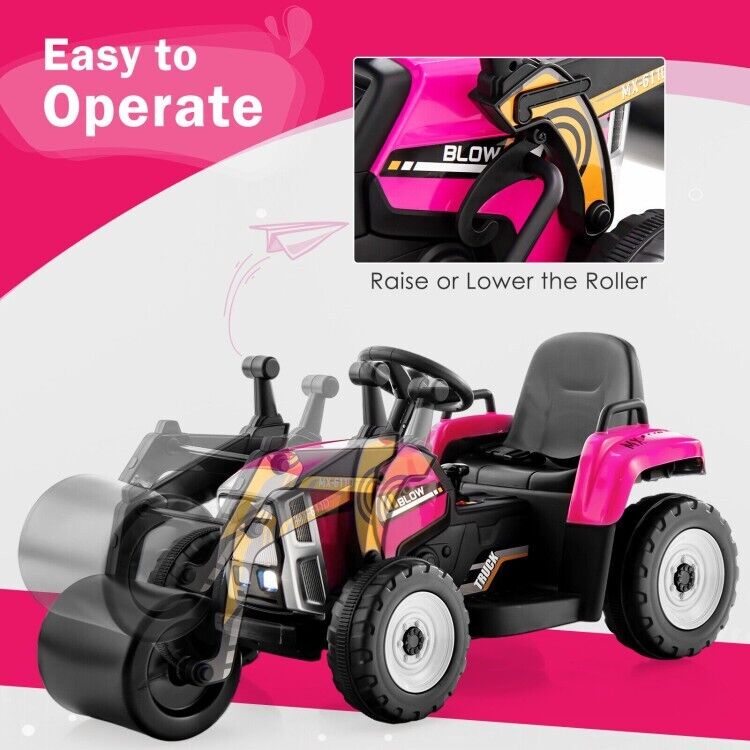 Load image into Gallery viewer, 12V Electric Pink Tractor with Remote Control, Music, and LED Lights for Kids
