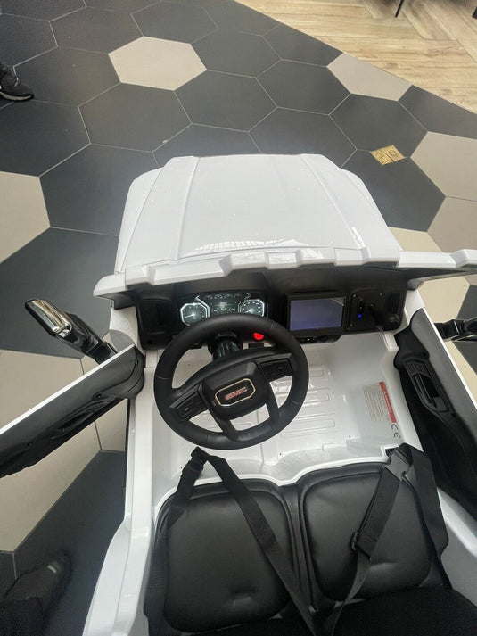 24V Interactive TV GMC Ride On Electric Toy 4x4 with Leather Seating and Advanced Rubber EVA Tires - Remote Control