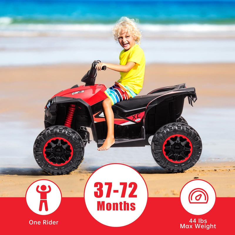 Load image into Gallery viewer, Rev Up the Fun with Our 12V Dual Drive Red Kids ATV Ride-On Car!
