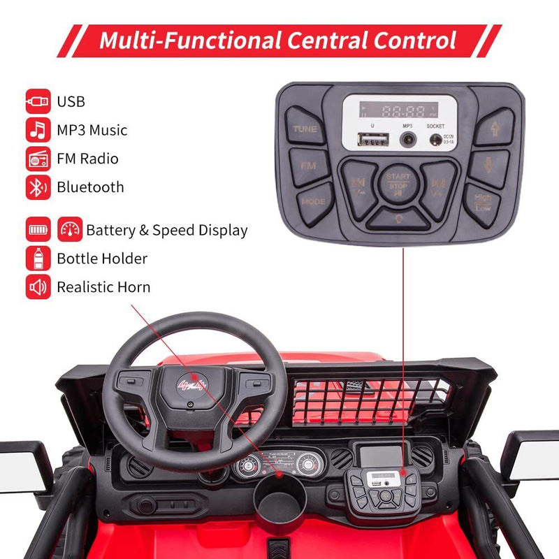 Load image into Gallery viewer, Large Seat 2-Seater Ride-On Truck for Kids with Remote Control - Red Color, 24V
