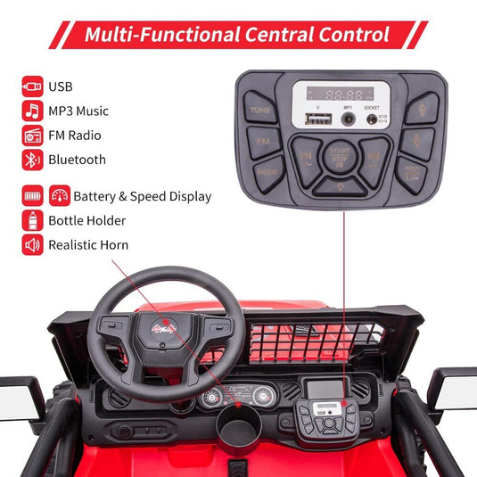 Large Seat 2-Seater Ride-On Truck for Kids with Remote Control - Red Color, 24V