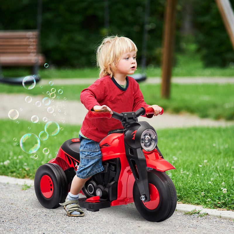 Load image into Gallery viewer, 6V Red Ride-On Motorcycle and Bubble Car with Music
