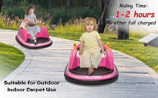 6V Pink Toddler Ride-On Bumper Car with Remote Control and 360° Spin