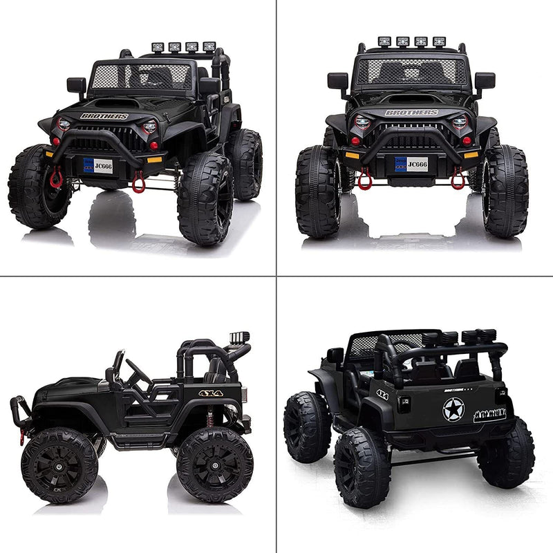 Load image into Gallery viewer, 12V Battery Powered Electric Ride On Car for Kids with 2 Seats - Black, 48.4
