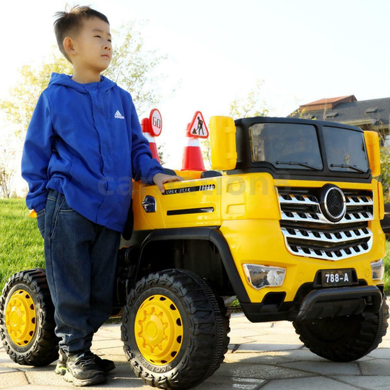 Load image into Gallery viewer, 12V Four-wheel Drive Construction Truck 2.4G Remote Control/App Control Children&#39;s Electric Ride On Vehicle
