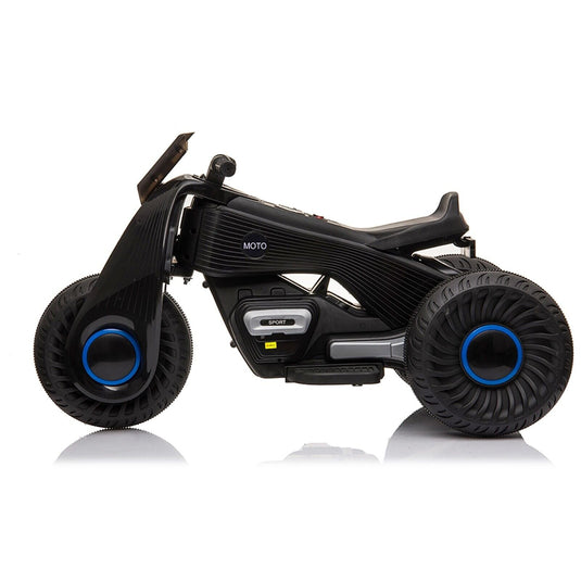Black 3-Wheel Double Drive Electric Motorcycle for Kids