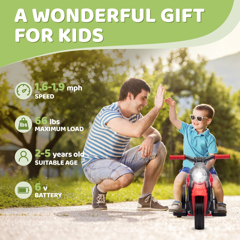 Load image into Gallery viewer, 6V Red Ride-On Motorcycle and Bubble Car with Music
