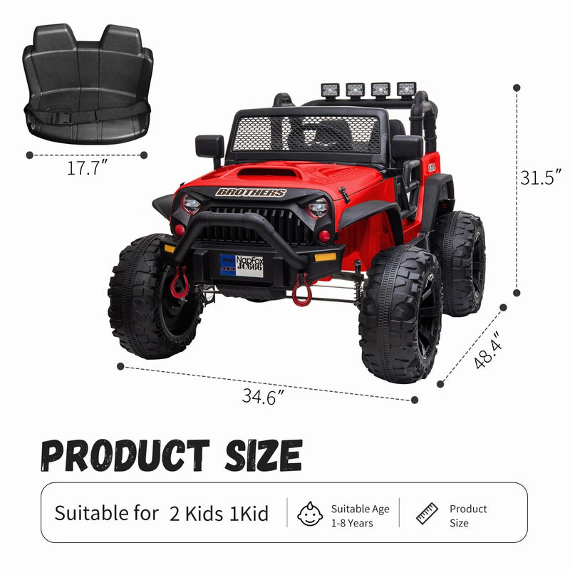 Load image into Gallery viewer, 12V Battery Powered Electric Ride On Car for Kids with 2 Seats - Red, 8.4
