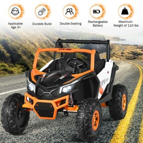 Load image into Gallery viewer, 12 V Electric Children&#39;s Ride-On Vehicle 2-Passenger Sport Utility Vehicle Off-Road UTV with Remote Control - White
