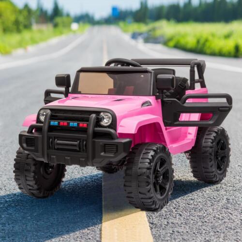 12V Pink Ride-On Truck for Kids with Parent Remote Control