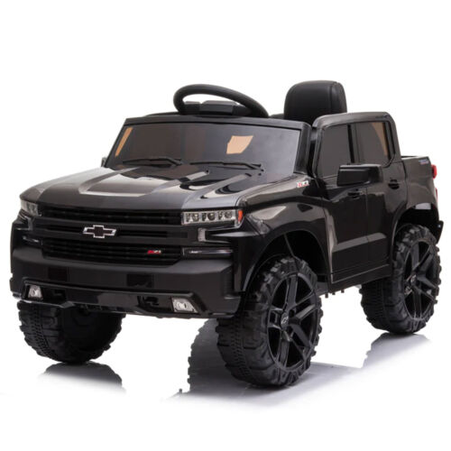 Load image into Gallery viewer, Black Chevy Silverado 4x4 Trail Boss Monster Truck Ride-On with Big Wheels
