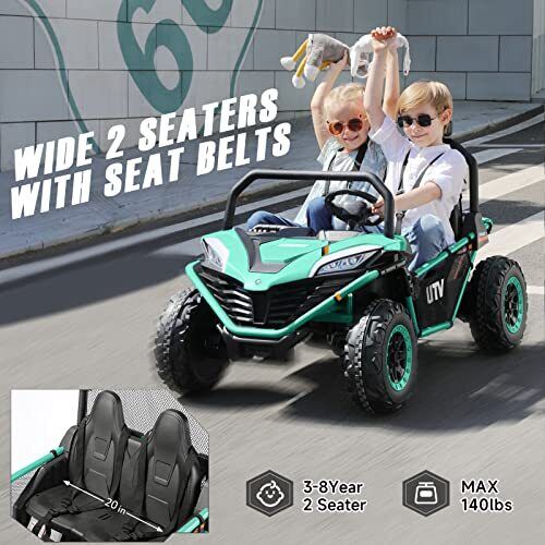 Load image into Gallery viewer, Green Off-Road UTV Electric 2-Seater XL Ride-On Car for Children - 12V Powered
