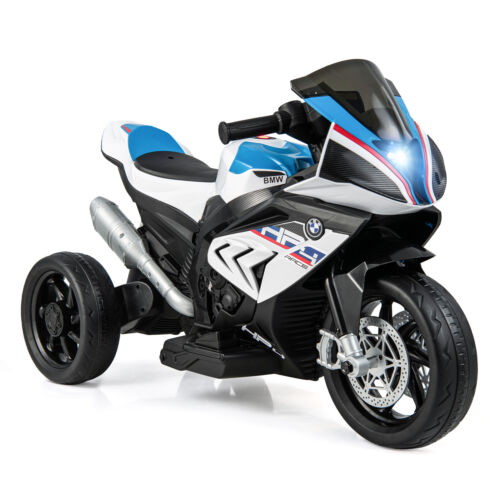 Electric Ride-On Motorcycle for Kids with LED Headlights and Non-Slip Wheels - White