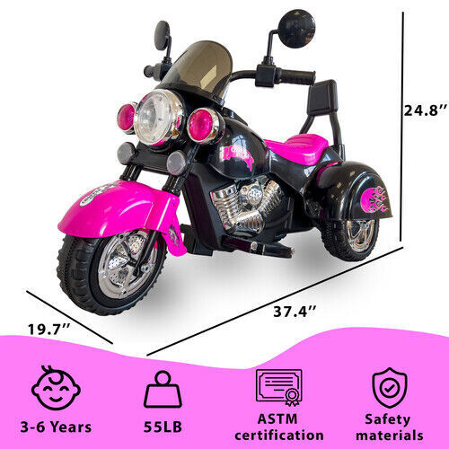 Load image into Gallery viewer, Electric 3-Wheel Chopper Motorcycle Toy for Kids with LED Headlights
