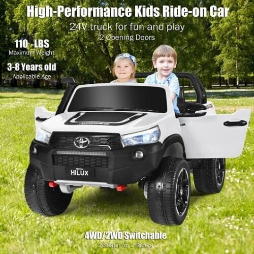 Load image into Gallery viewer, 2*12V Authorized Toyota Hilux Electric Ride On Truck Vehicle 2-Seater 4WD with Remote Control in White
