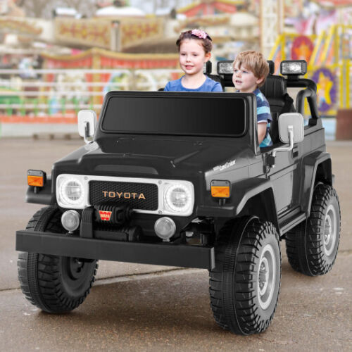 Load image into Gallery viewer, D12V 2-Seater Licensed Children&#39;s Ride-On Toyota FJ40 Vehicle with 2.4G Wireless Remote Control - Jet Black
