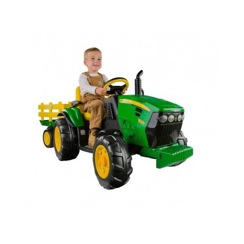 Load image into Gallery viewer, John Deere 12V Battery Powered Ride-On Tractor with Trailer for Kids
