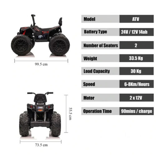 Load image into Gallery viewer, 24V Children&#39;s Electric ATV Ride-On Toy, Rubber Tires, Hand Accelerator, Music Player, LED Illumination
