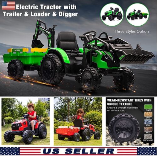 Load image into Gallery viewer, Electric Kids Ride on Tractor with Remote Control and LED Lights
