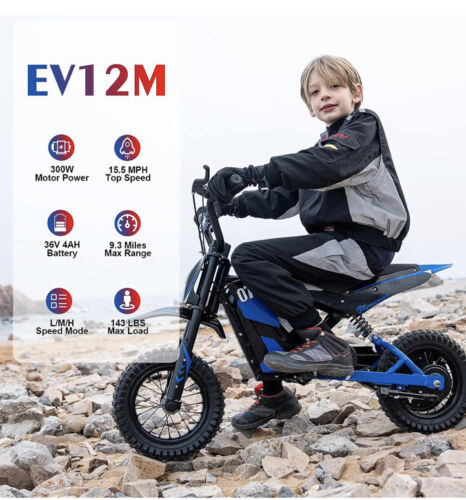 Load image into Gallery viewer, Electric Dirt Bike for Kids Ages 3-12: The Perfect Blue Ride
