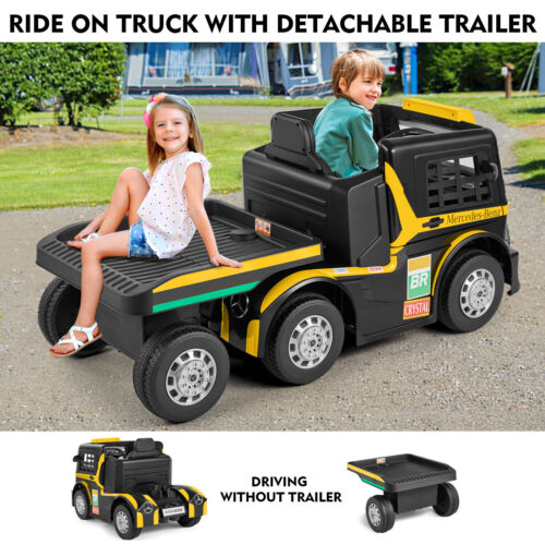 Load image into Gallery viewer, 12V10AH Battery-Powered Ride On Truck with Swing Trailer and RC Control for Kids - MP3 Compatible, 6 Wheels
