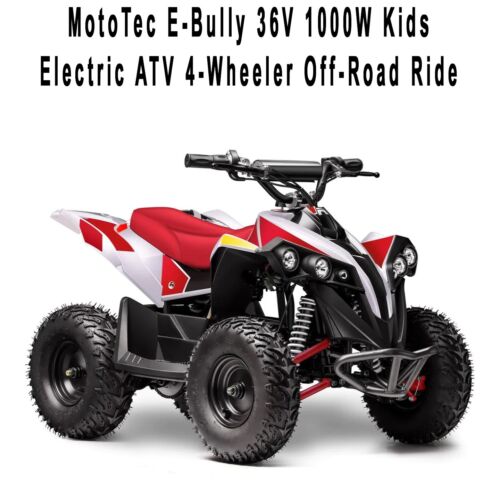 Load image into Gallery viewer, MotoTec E-Bully 36V 1000W Children&#39;s Electric ATV Quad Bike Off-Road Ride-On in White and Red
