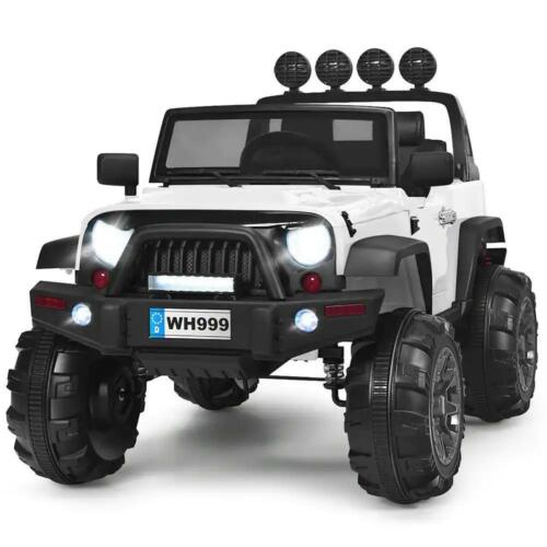Load image into Gallery viewer, 12-Volt White Ride-On Car Truck for Kids with RC Control, LED Lights, Music, and Trunk
