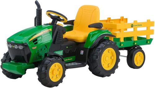 Load image into Gallery viewer, John Deere 12V Battery Powered Ride-On Tractor with Trailer for Kids
