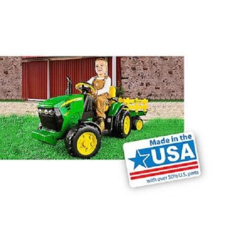 Load image into Gallery viewer, John Deere 12V Battery Powered Ride-On Tractor with Trailer for Kids
